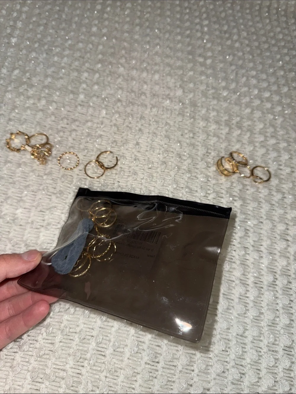 Gold Tone Women’s Stackable Rings Set - White Accent